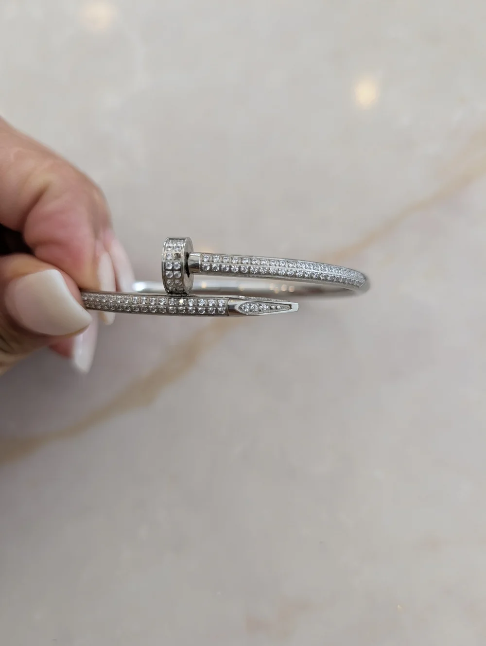 Sterling Steel Fashion Silver Women's Hinged Bangle Bracelet